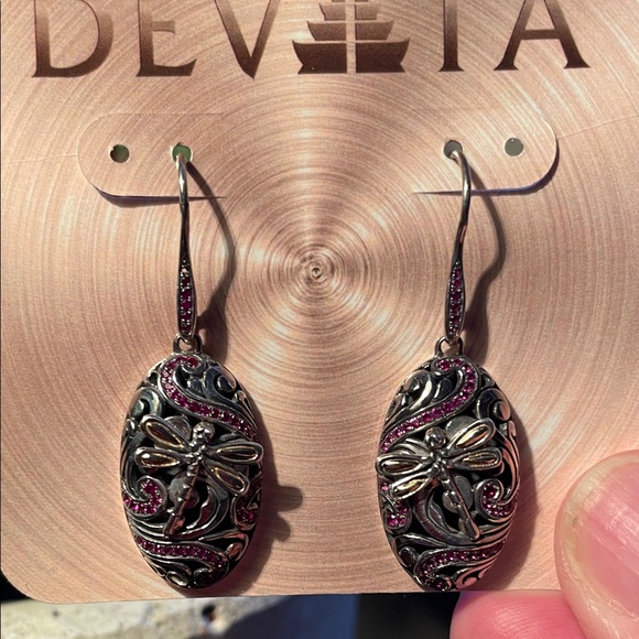 Devita Silver and Gold Earrings with Pink Accents - Picture 4 of 5
